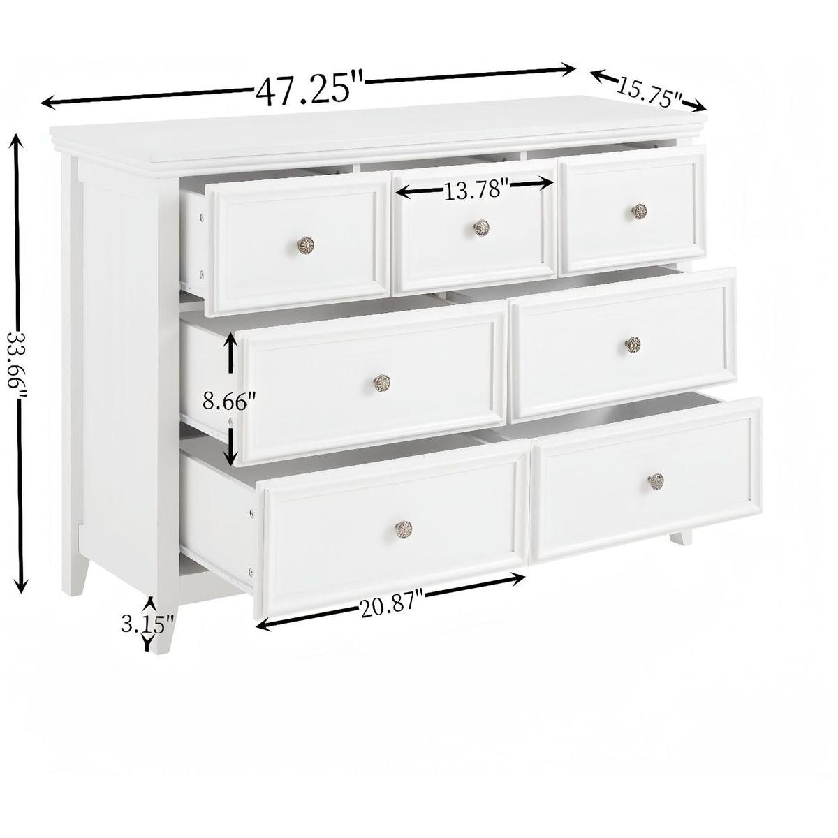 Modern 7 Drawers Dresser 7 Drawers Cabinet,Chest of Drawers Closet Organizers and Storage Clothes Storage Drawers Cabinet for Living Room, Farmhouse Dresser Organizer White