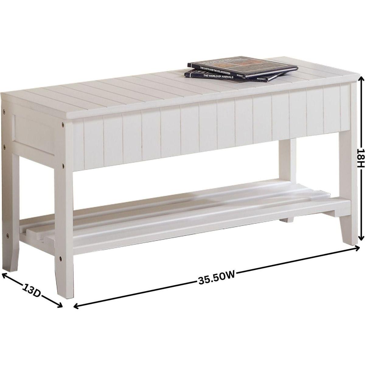 Quality Solid Wood Shoe Bench with Storage, White