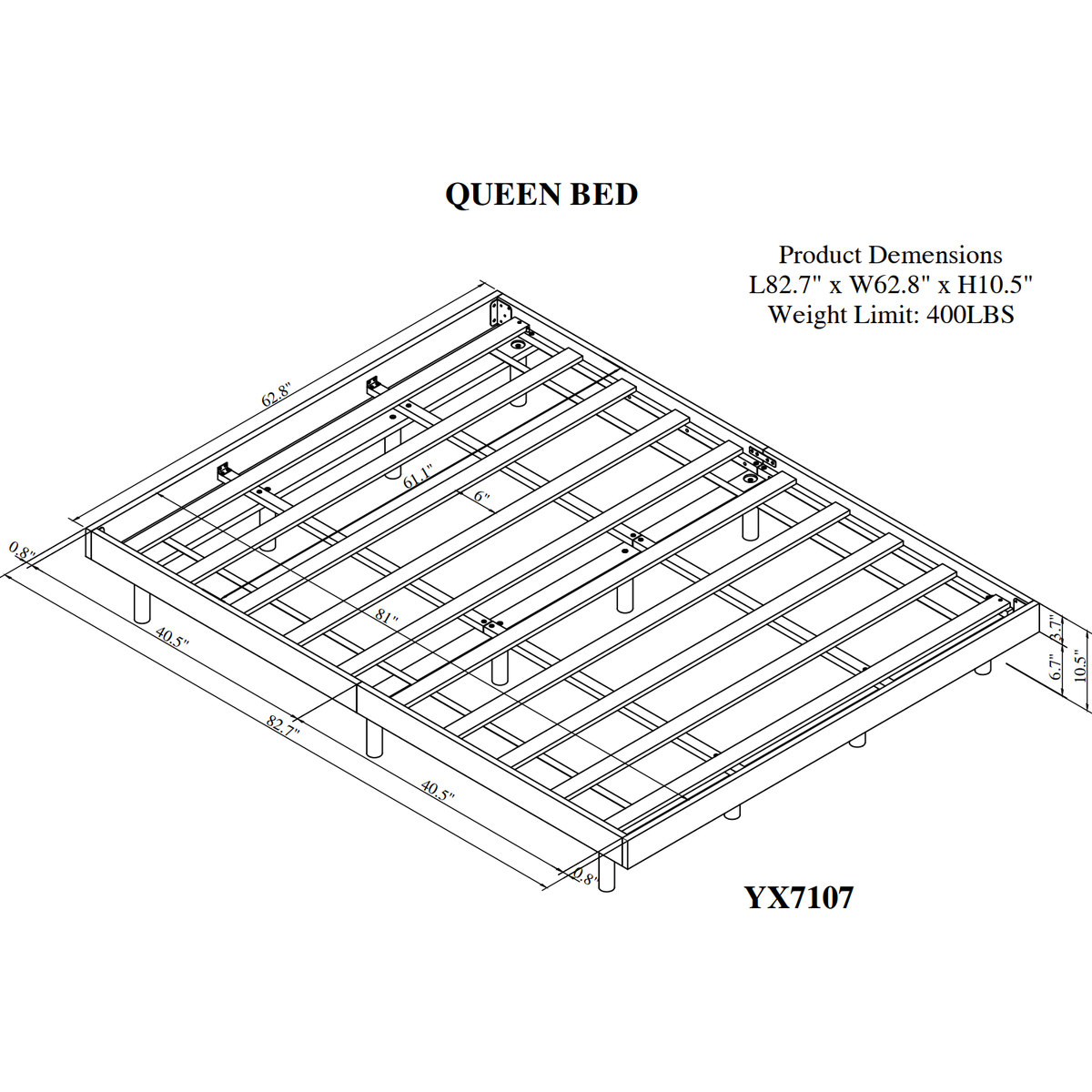 Modern Design Queen Floating Platform Bed Frame for Grey Color
