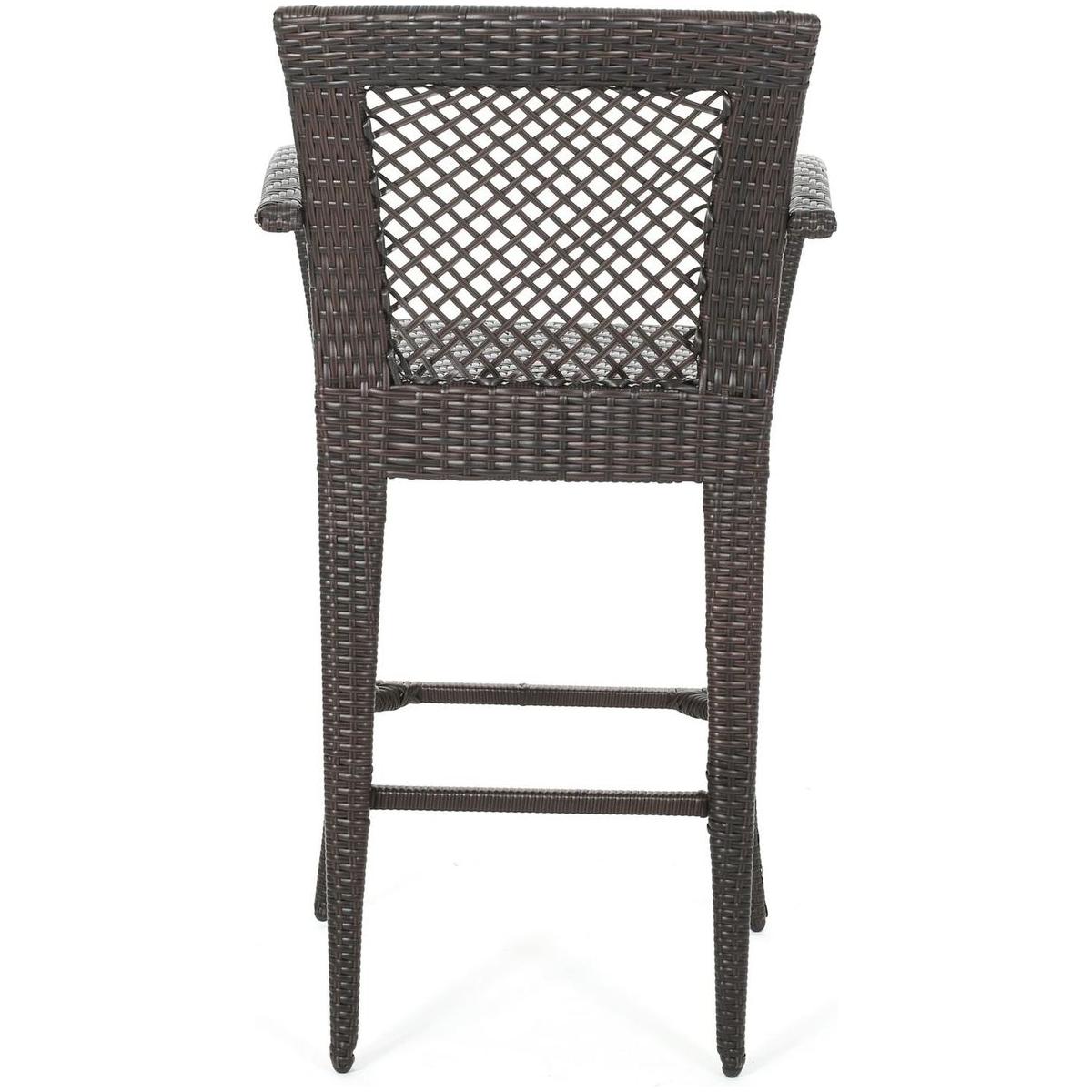 Outdoor 46" Wicker Barstool (Set of 2), Multi Brown Finish