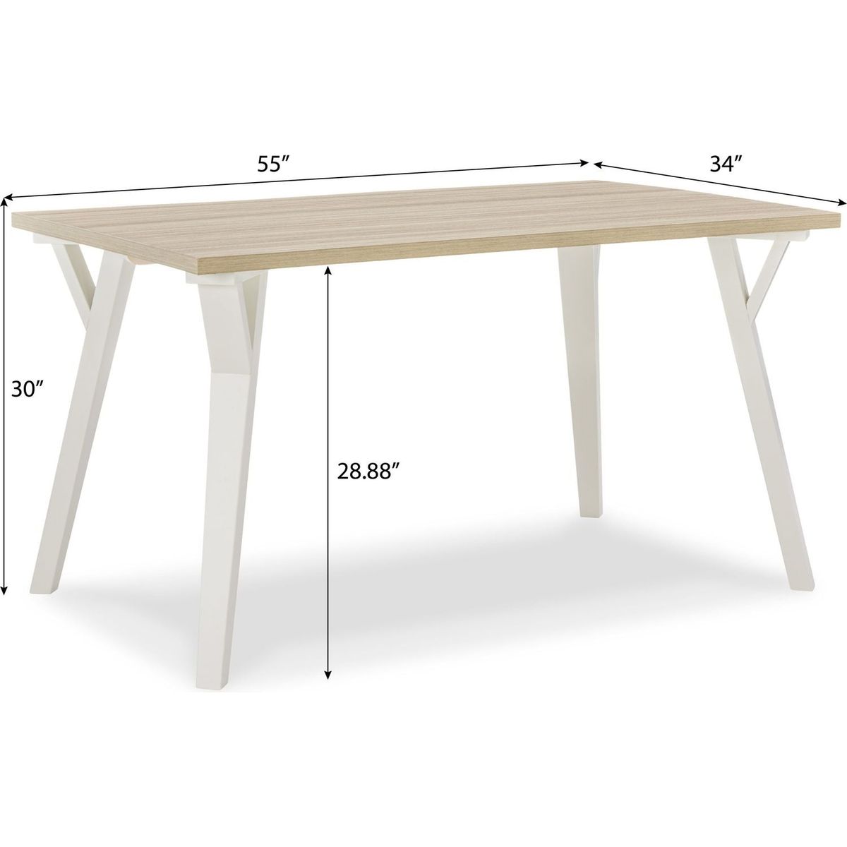 Roundhill Alwynn White and Natural Wood 5-piece Dining Set, Dining Table with 4 Windsor Chairs - Streamdale Furniture