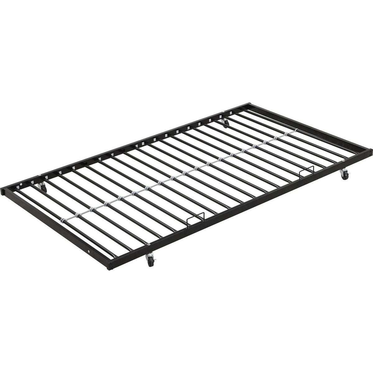 Twin Over FULL Metal Bunk Bed with Trundle 2 - Side Ladder and Full-Length Guardrail, No Box Spring Needed, Large Under Bed Storage, Easy Assemble, Black & Brown