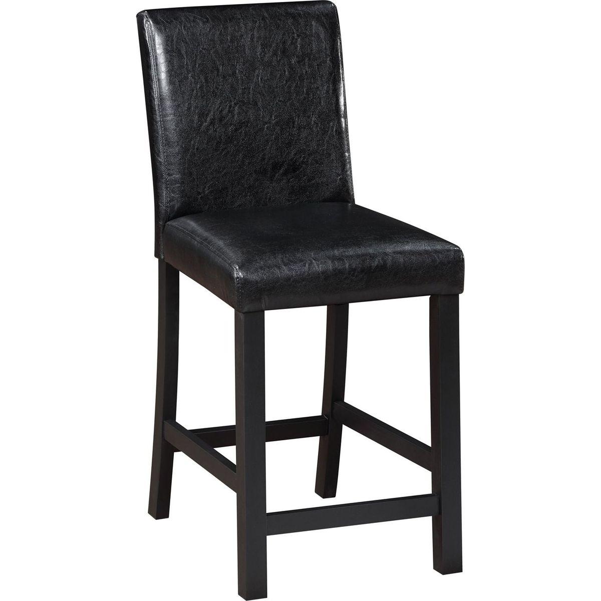 5 Piece Counter Height Table Set, Wooden Kitchen Table Set with Square Table and 4 Upholstered Chairs, Counter Height Dining Table with Crystal Decoration and Chair Set for Kitchen, Dining Room,Black