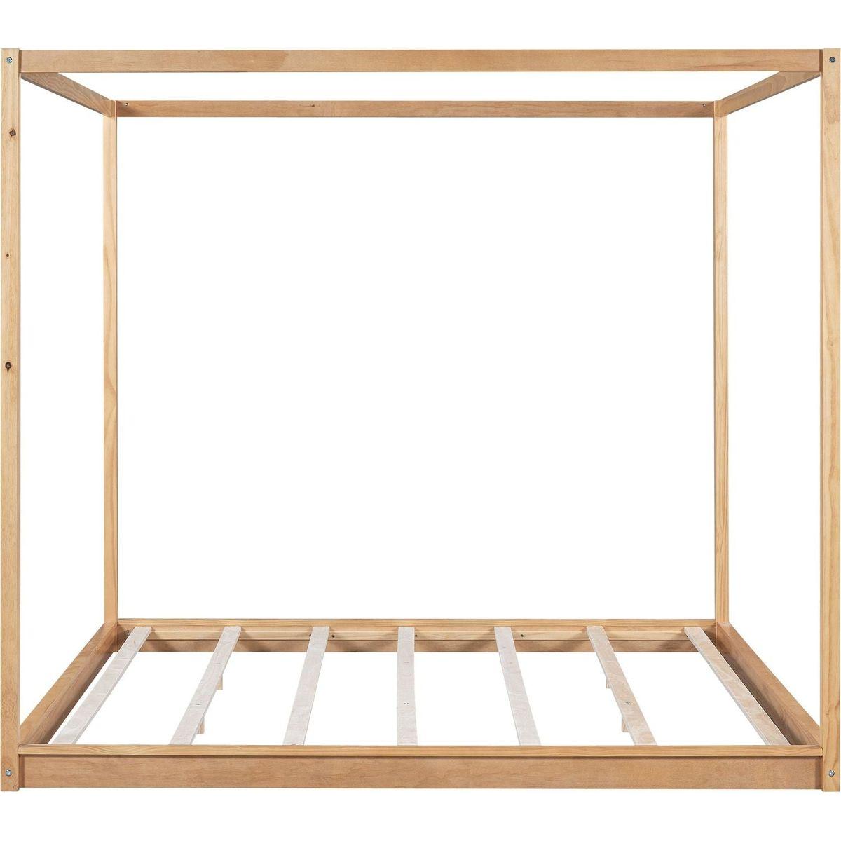King Size Canopy Platform Bed with Support Legs, Natural