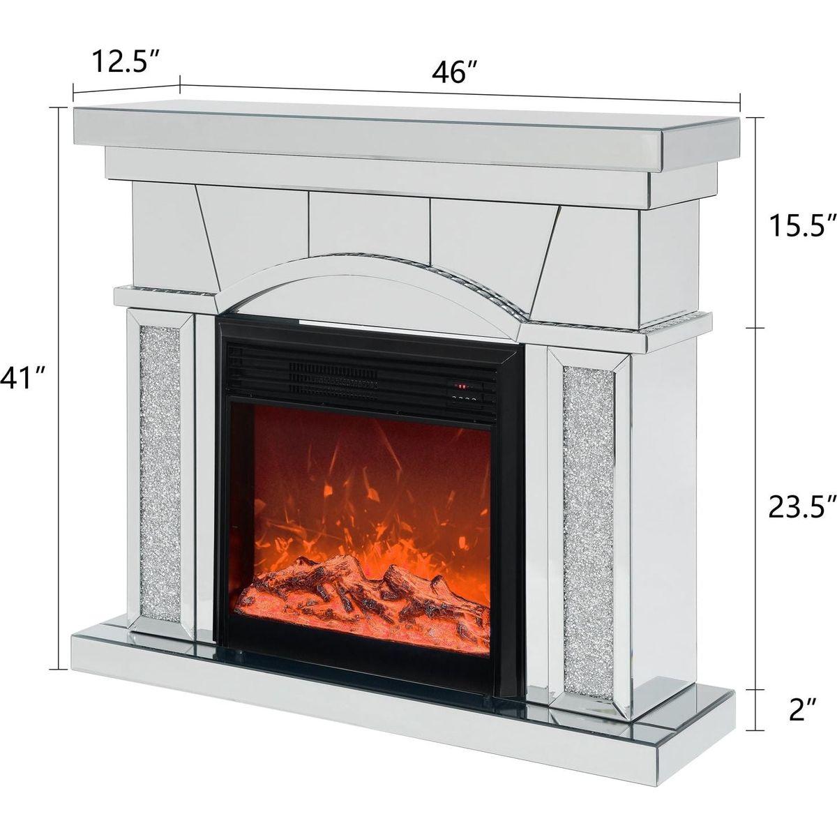 W 46" X D 12.5" X H 41" Dome door acrylic mirror fireplace cabinet, TV fireplace cabinet