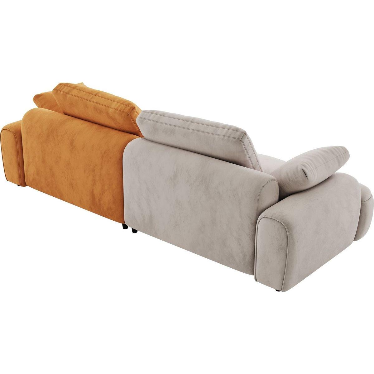 86.6"Large size two Seat Sofa,Modern Upholstered,Gray paired with yellow suede fabric Increase in sitting height