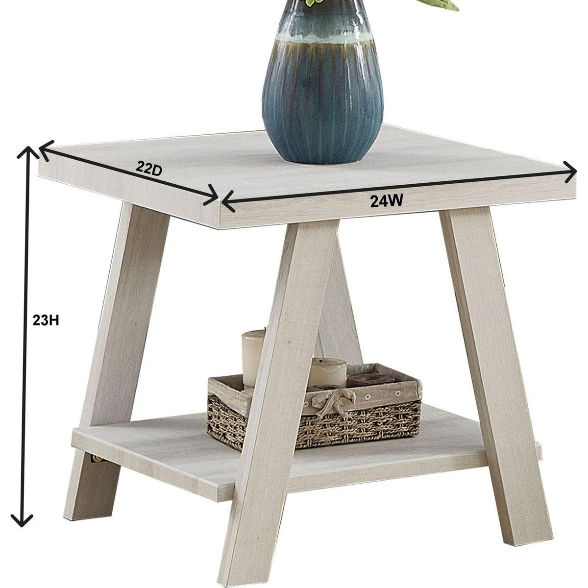 Athens Contemporary Two-Tone Wood Shelf End Table in Weathered Walnut and Gray