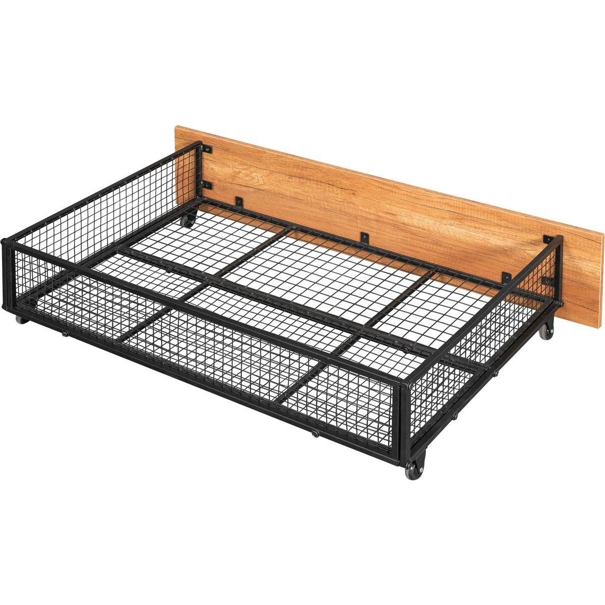 Full Over Twin & Twin Bunk Bed, Metal Triple Bunk Bed with Drawers and Guardrails, Black