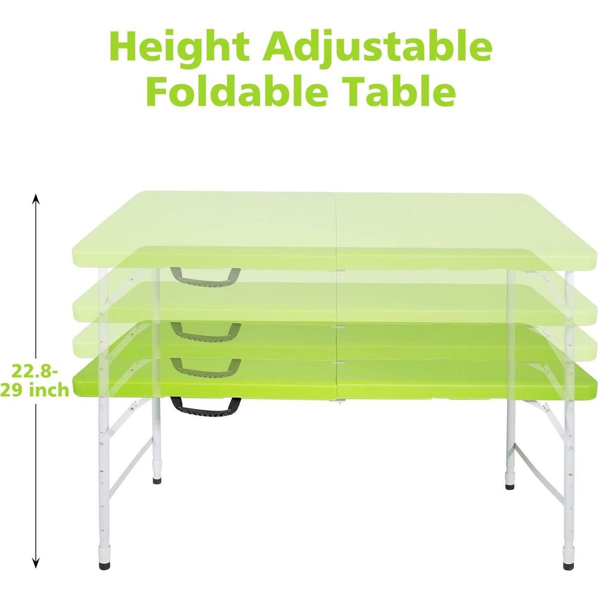 4ft Green Portable Folding Table Indoor&Outdoor Maximum Weight 135KG Foldable Table for Camping