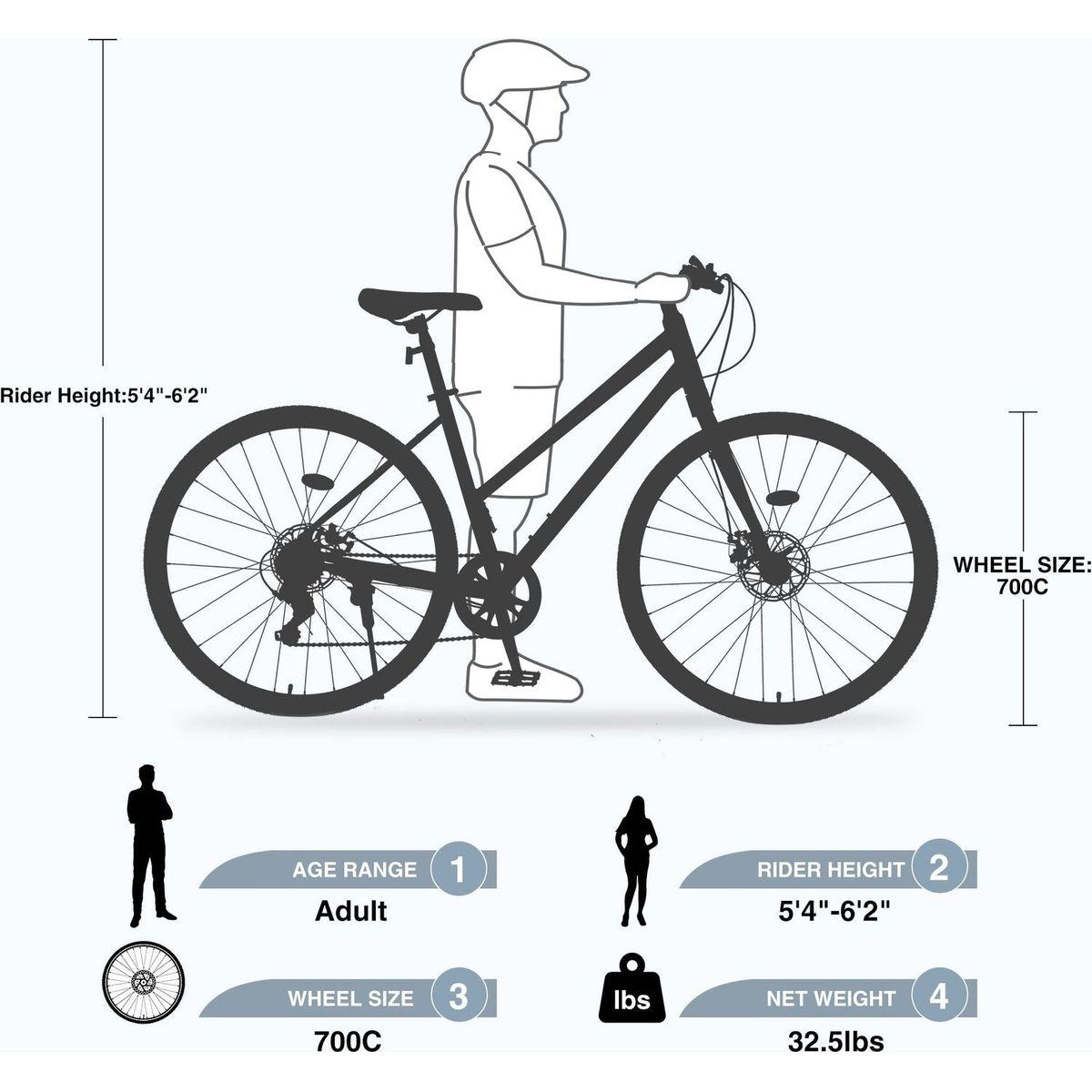 7 Speed Hybrid bike Disc Brake 700C Road Bike For men women's City Bicycle