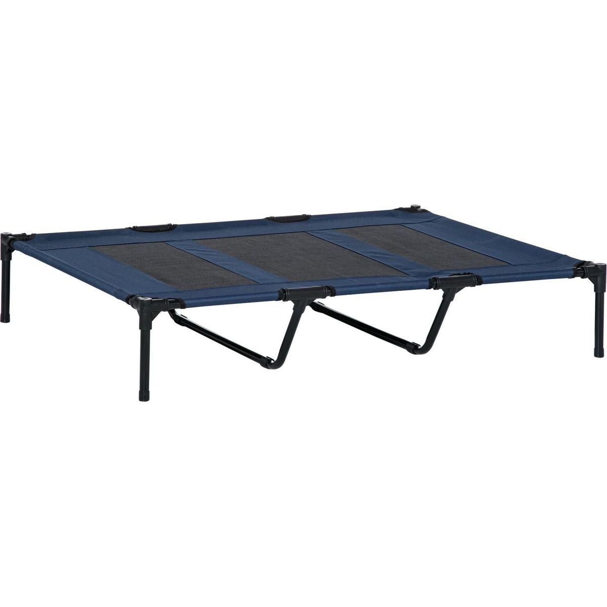48" x 36" Breathable Elevated Dog Bed Portable Pet Cot, Raised Pet Bed w/ Carry Bag Metal Frame Breathable Mesh Indoor and Outdoor Dark Blue