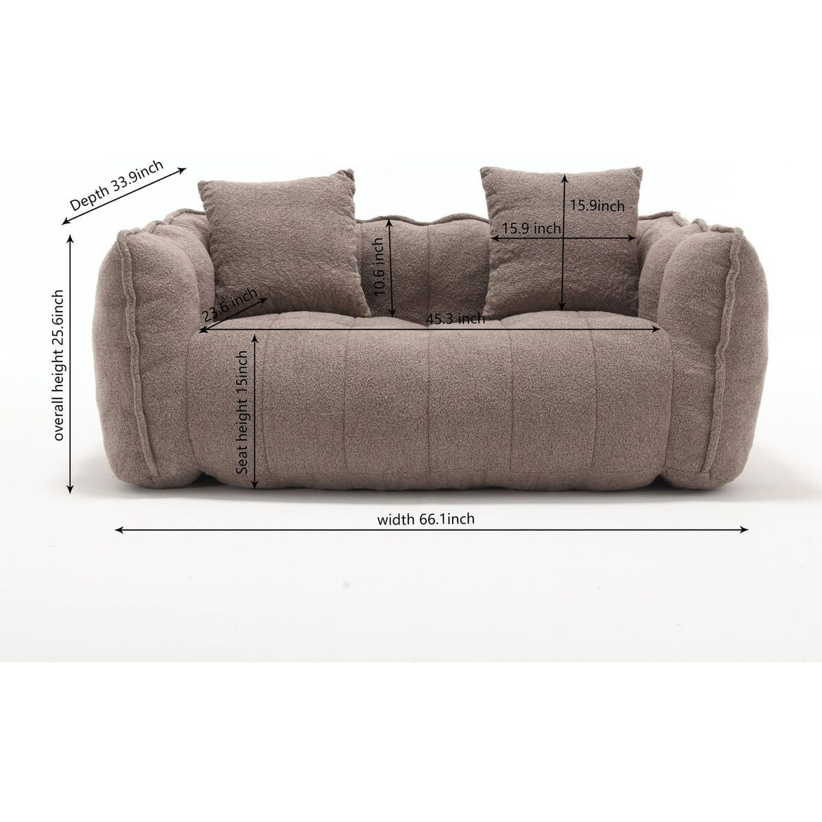 Soft beanbag chair with high resilience foam core for two people. The comfortable square recliner sofa is ideal for family members and friends engaged in games, reading, watching TV