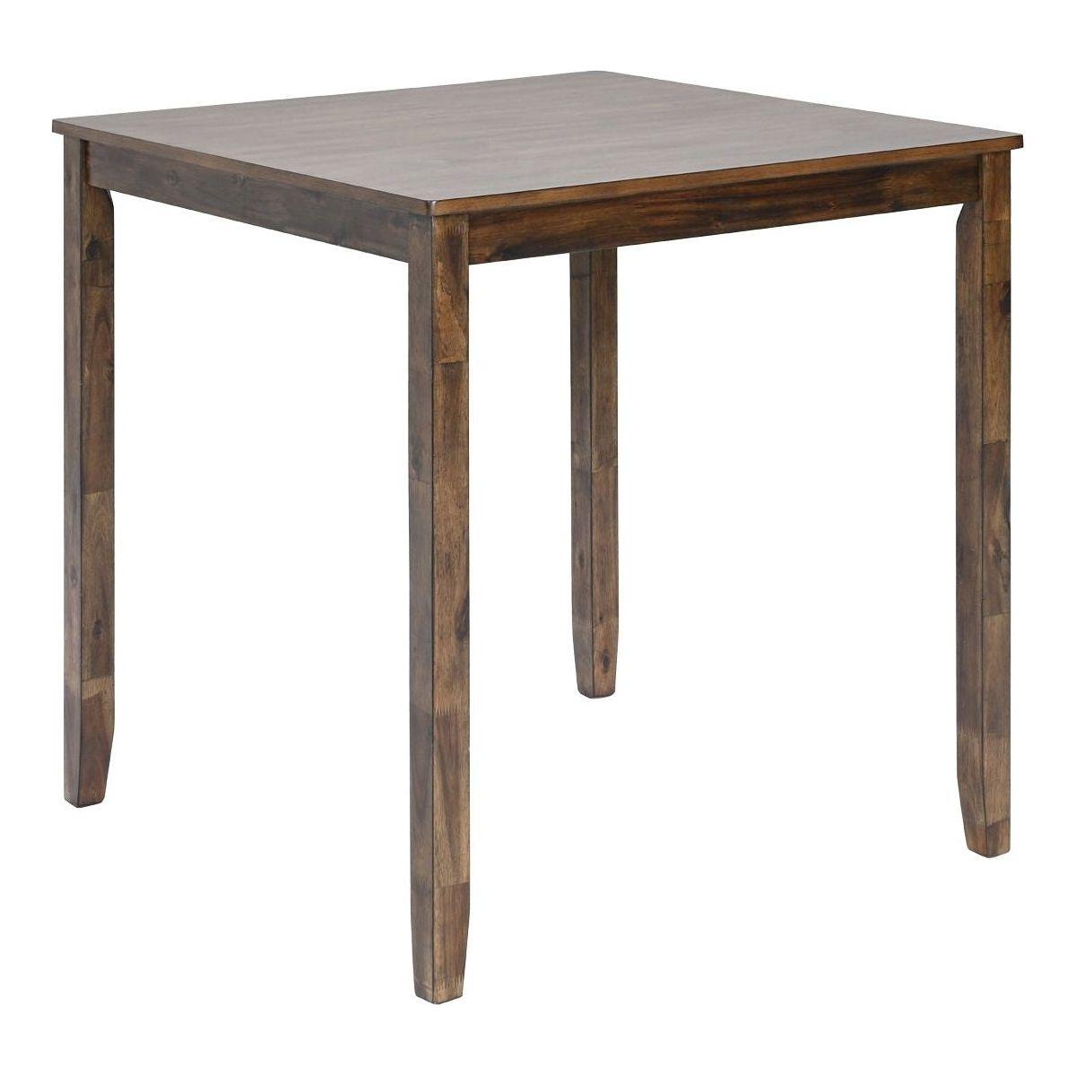 Wooden Dining Square Table, Kitchen Table for Small Space, 4 Person Counter Height Table, Walnut ONLY THE TABLE