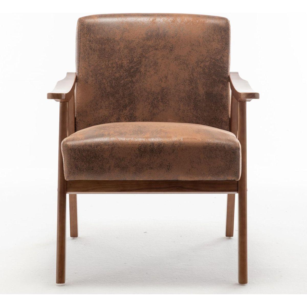 Mid-Century Modern Chair, Living Room Chair with Solid Wood Frame, Accent Chair Extra-Thick Backrest, Wingback Chair for Bedroom, Reading Room, Living Room, Lounge Chair Indoor