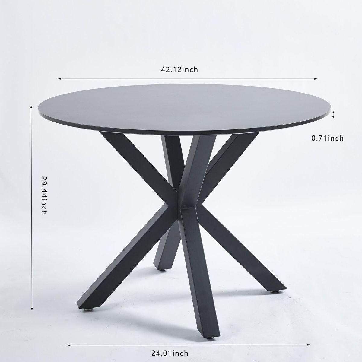 42.1"BLACK Table Mid-century Dining Table for 4-6 people With Round Mdf Table Top, Pedestal Dining Table, End Table Leisure Coffee Table,cross leg