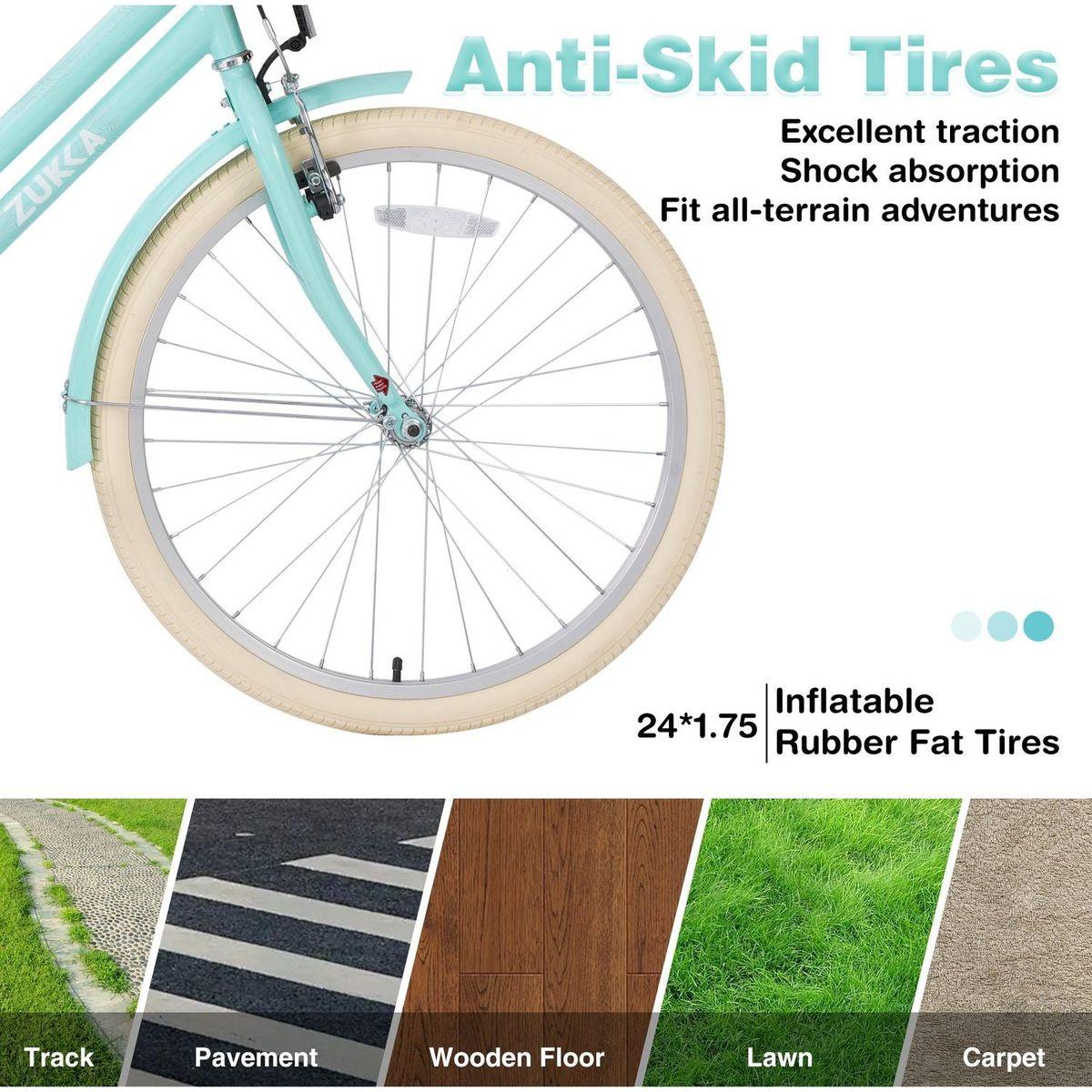 Steel Frame,Multiple Colors, for 10+Years Old Girls Bike,24 inch wheel