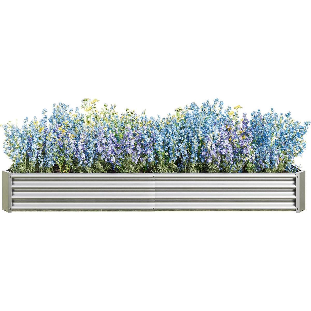 Raised Garden Bed Kit - Metal Raised Bed Garden 7.6x3.7x0.98ft for Flower Planters, Vegetables Herb Silver