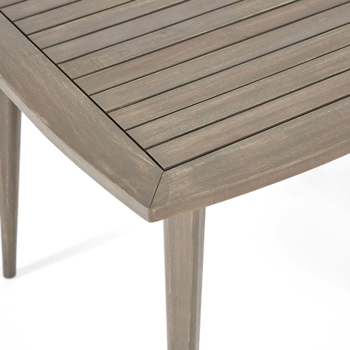 Outdoor Square Acacia Wood Dining Table with Straight Legs, Gray