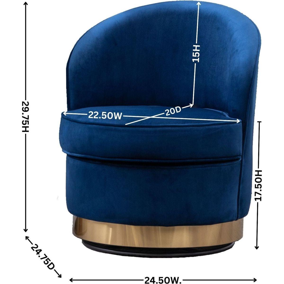 Wania Contemporary Velvet Swivel Chair, Blue
