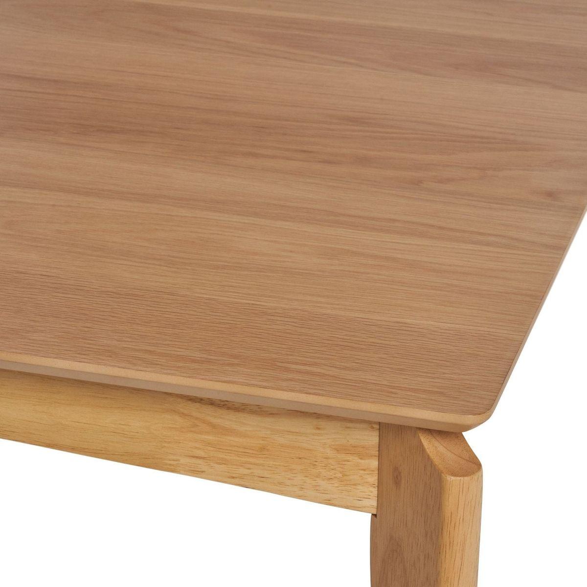 Dining Table, 6-Seater, Rubberwood with Walnut Veneer, Mid-Century, Natural Oak Finish