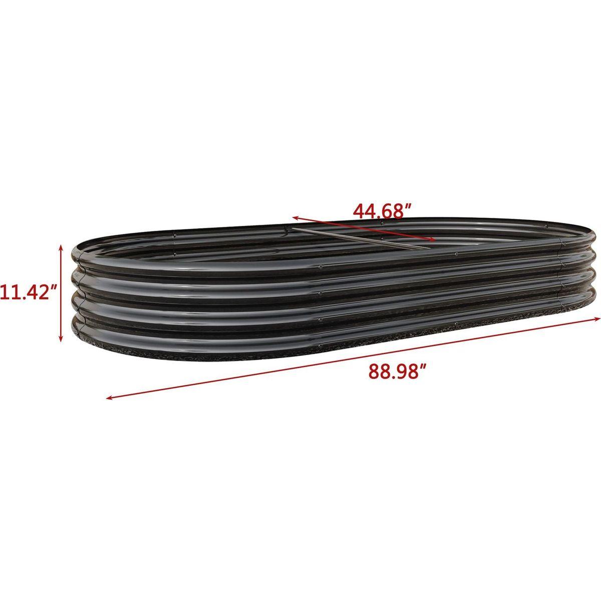 Raised Garden Bed Outdoor, Oval Large Metal Raised Planter Bed for for Plants, Vegetables, and Flowers - Black