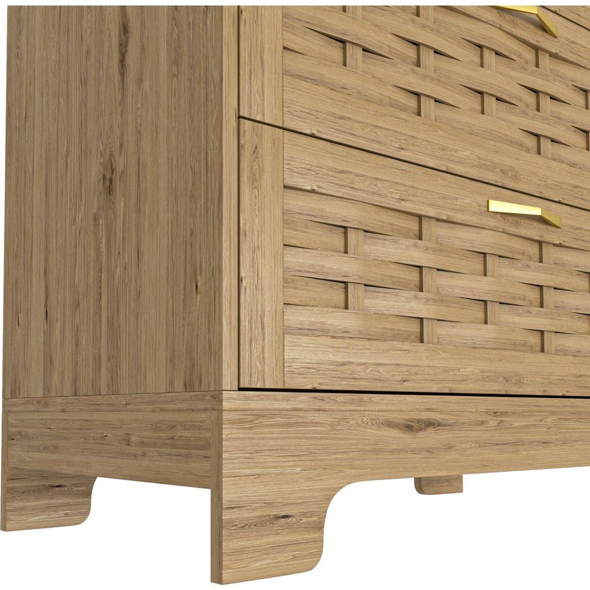 Wood 4 Drawer Dresser for Bedroom, Large Double Dresser with Wide Drawers, Modern Chest of Drawers,Storage Organizer Dresser,Nursery Dresser,for Living Room, Hallway, Bedroom, Kids Bedroom