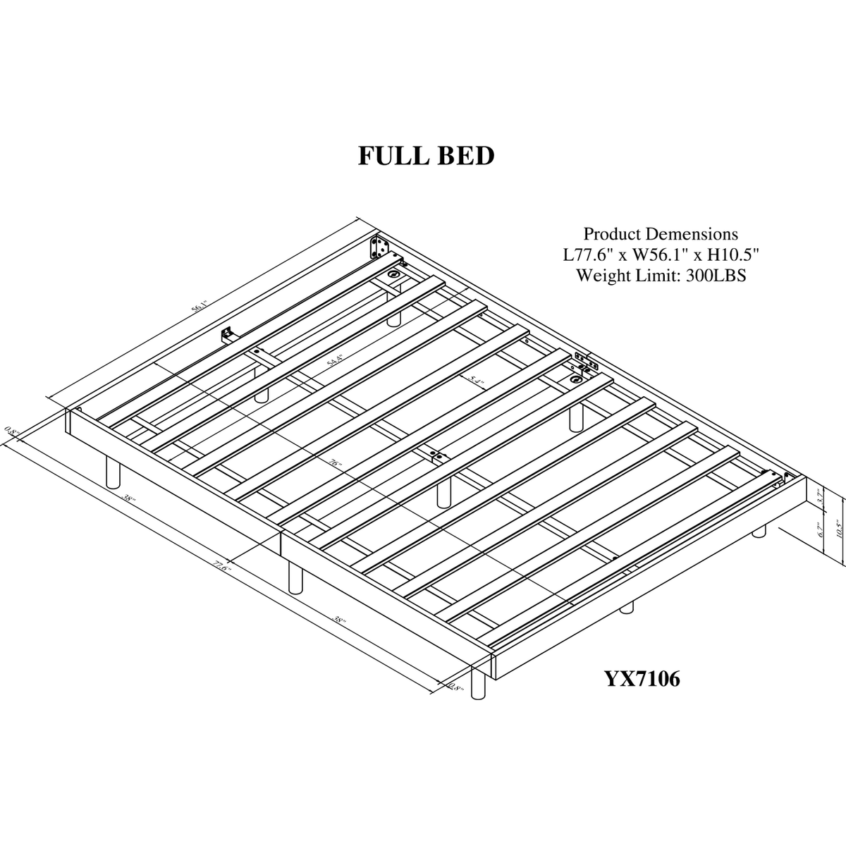 Modern Design Full Floating Platform Bed Frame for Grey Color