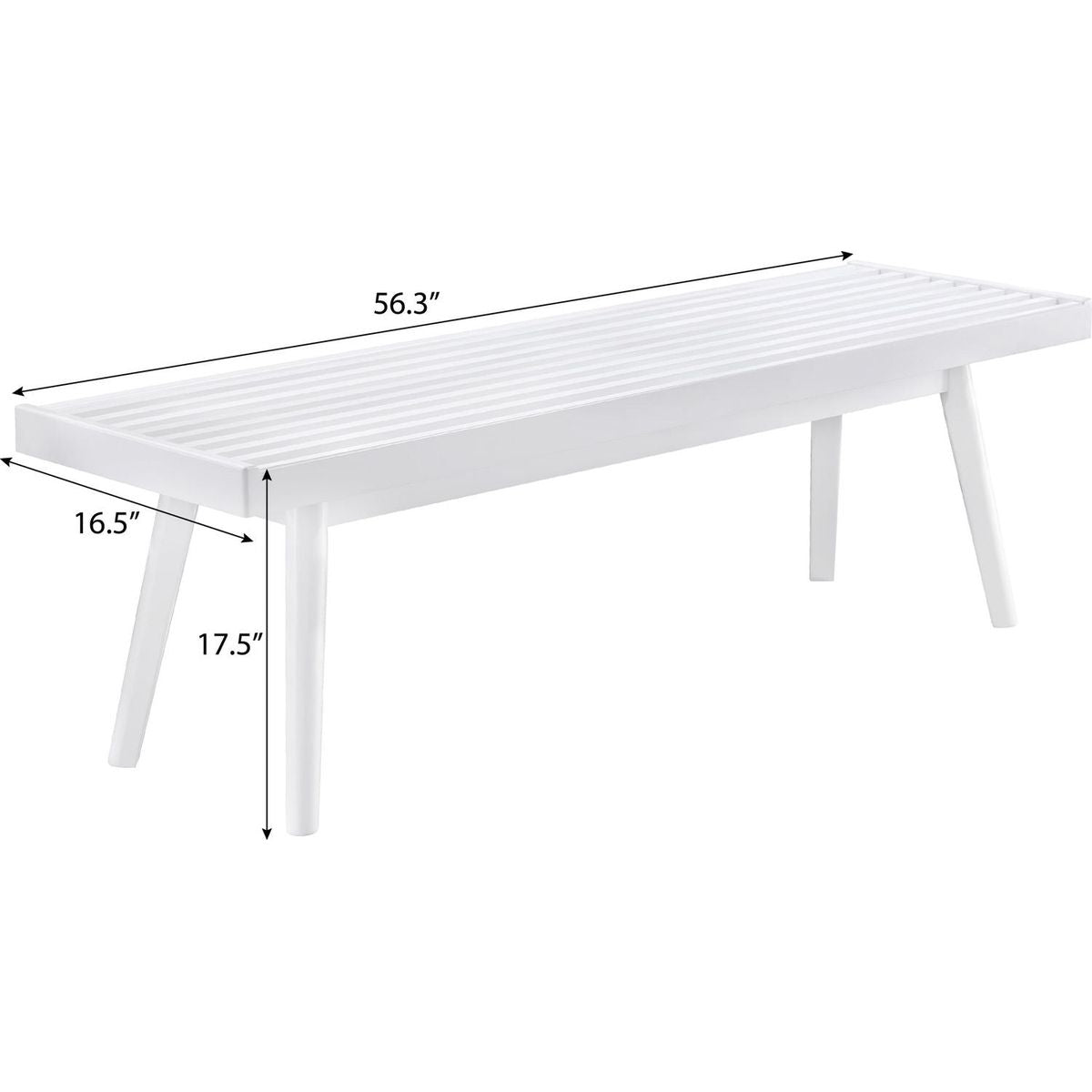 Larwich White Solid Wood Slatted Bench