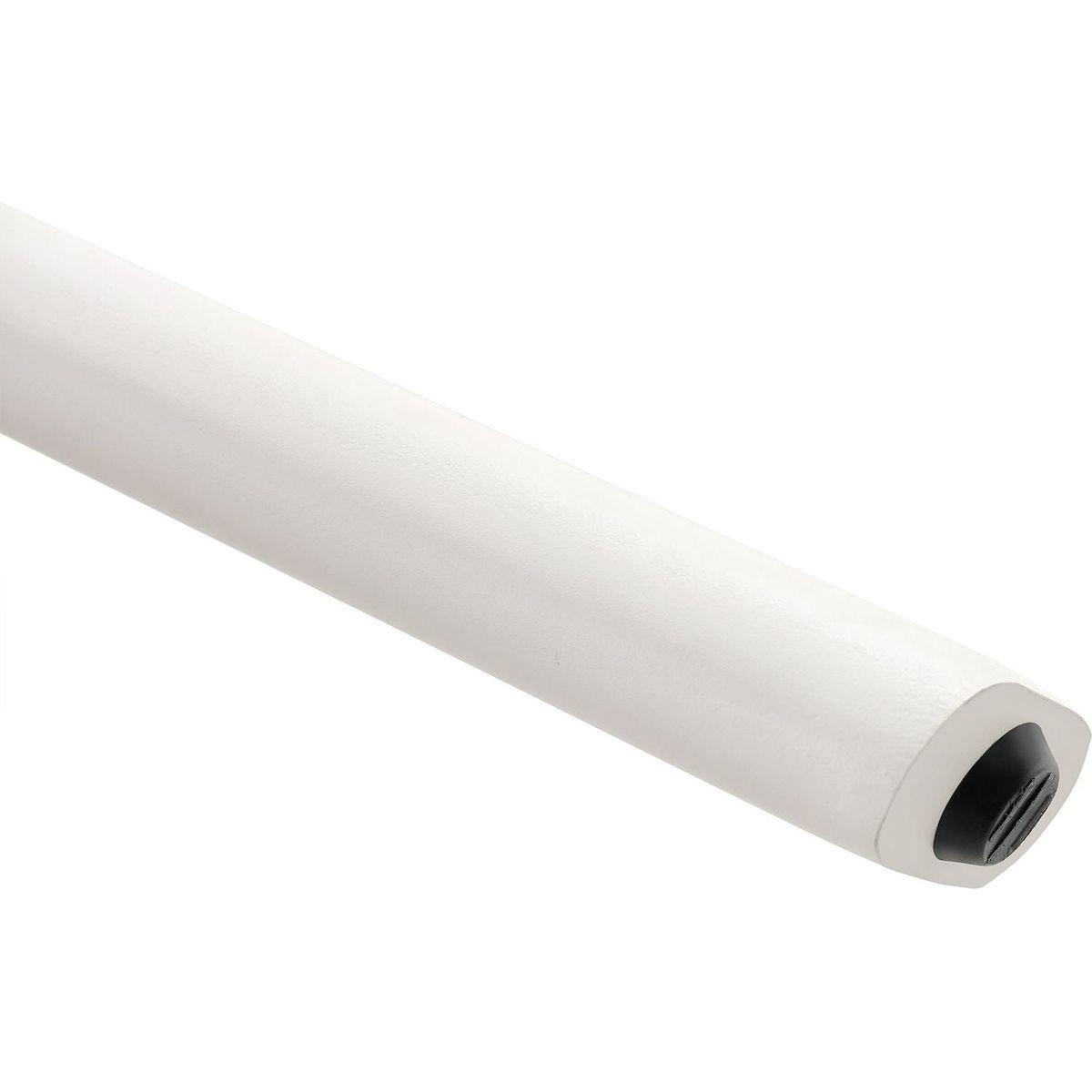 A modern minimalist circular dining table with a 42 inch diameter white patterned tabletop and white metal legs. Suitable for restaurants, living rooms, and conference rooms.