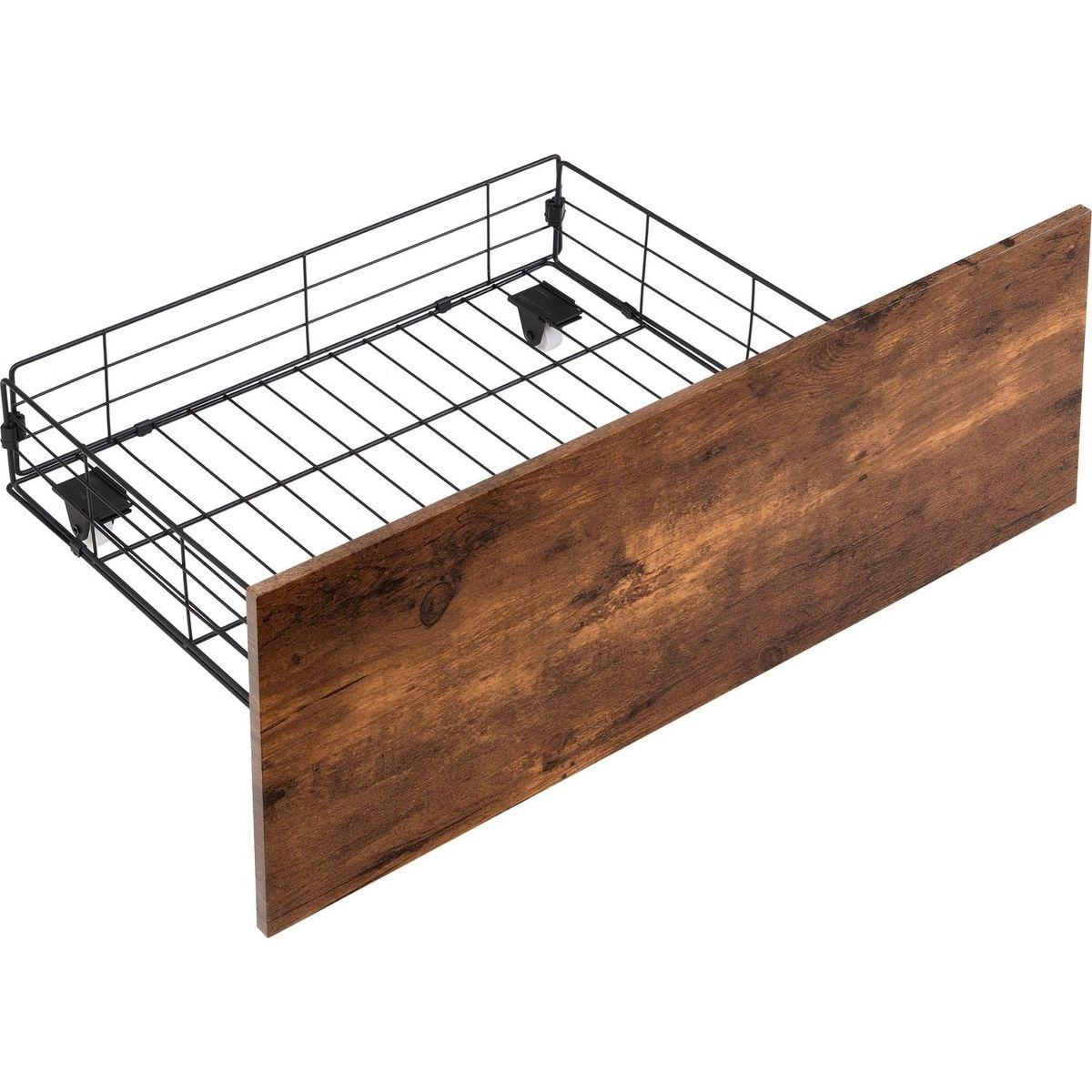 Queen Size Bed Frame with Storage Headboard and 2 Drawers, LED Lights Bed with Charging Station, Metal Platform Bed No Noise, Mattress Foundation Strong Metal Slats Support No Box Spring Needed