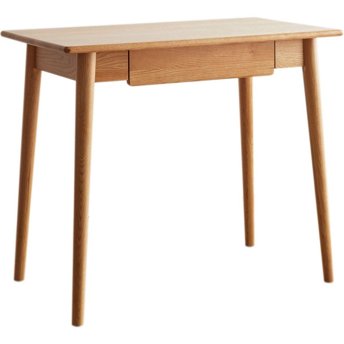Desk 100% solid wood natural wood computer desk study desk oak natural wood PC desk work desk dressing table slim solid wood with drawer simple work from home width 80 cm depth 50 cm wood grain wooden