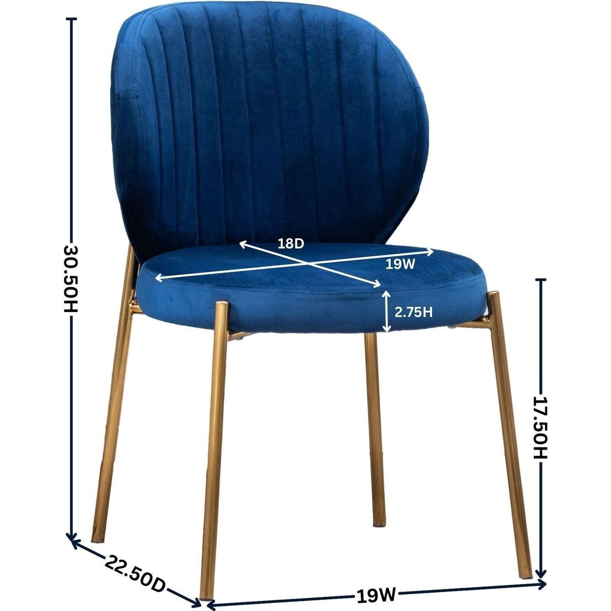 Amoa Contemporary Velvet Upholstery Dining Chair, Blue