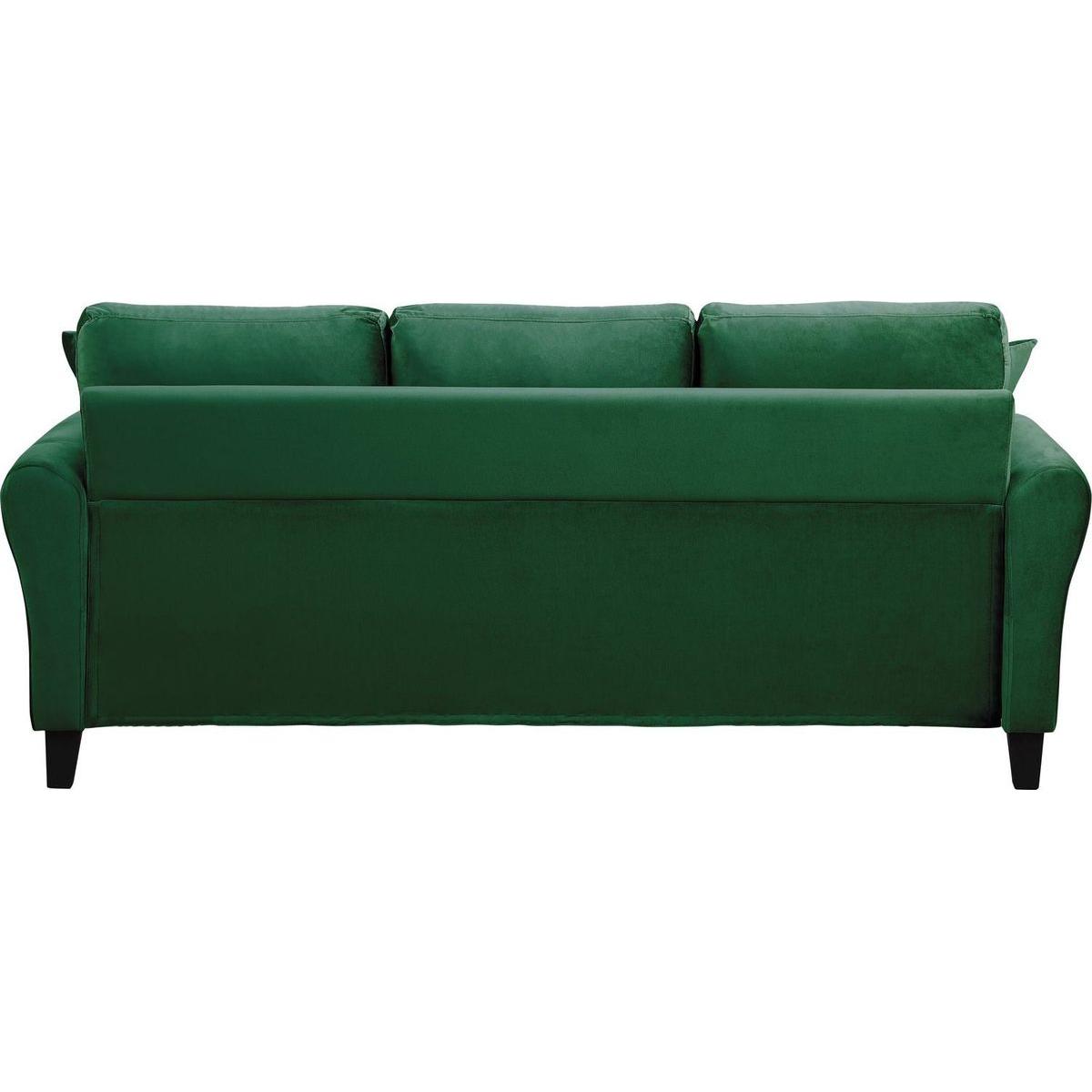 Modern Velvet Couch with 2 Pillow, 78 Inch Width Living Room Furniture, 3 Seater Sofa with Plastic Legs