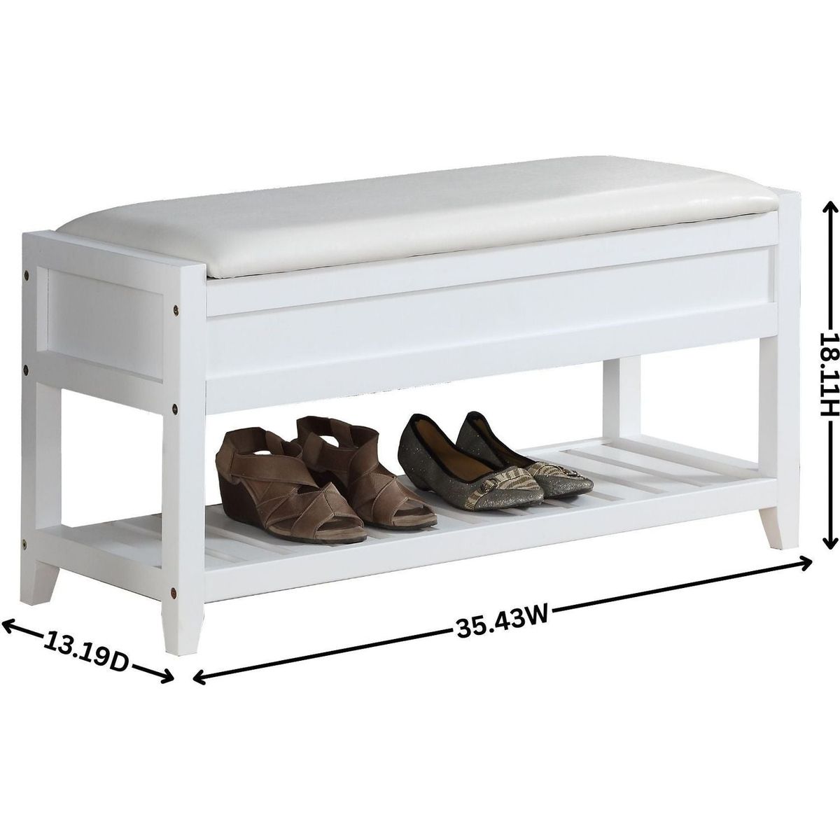Rouen Seating Bench with Shoe Storage, Espresso