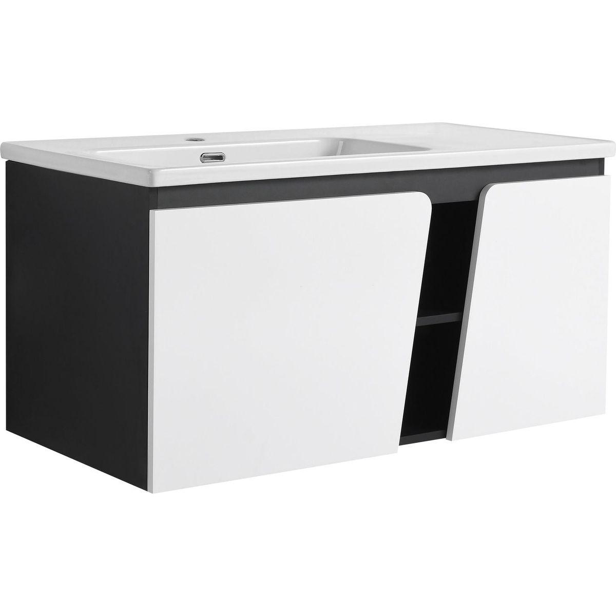 40" Floating Wall-Mounted Bathroom Vanity with Ceramics Sink & Soft-Close Cabinet Door
