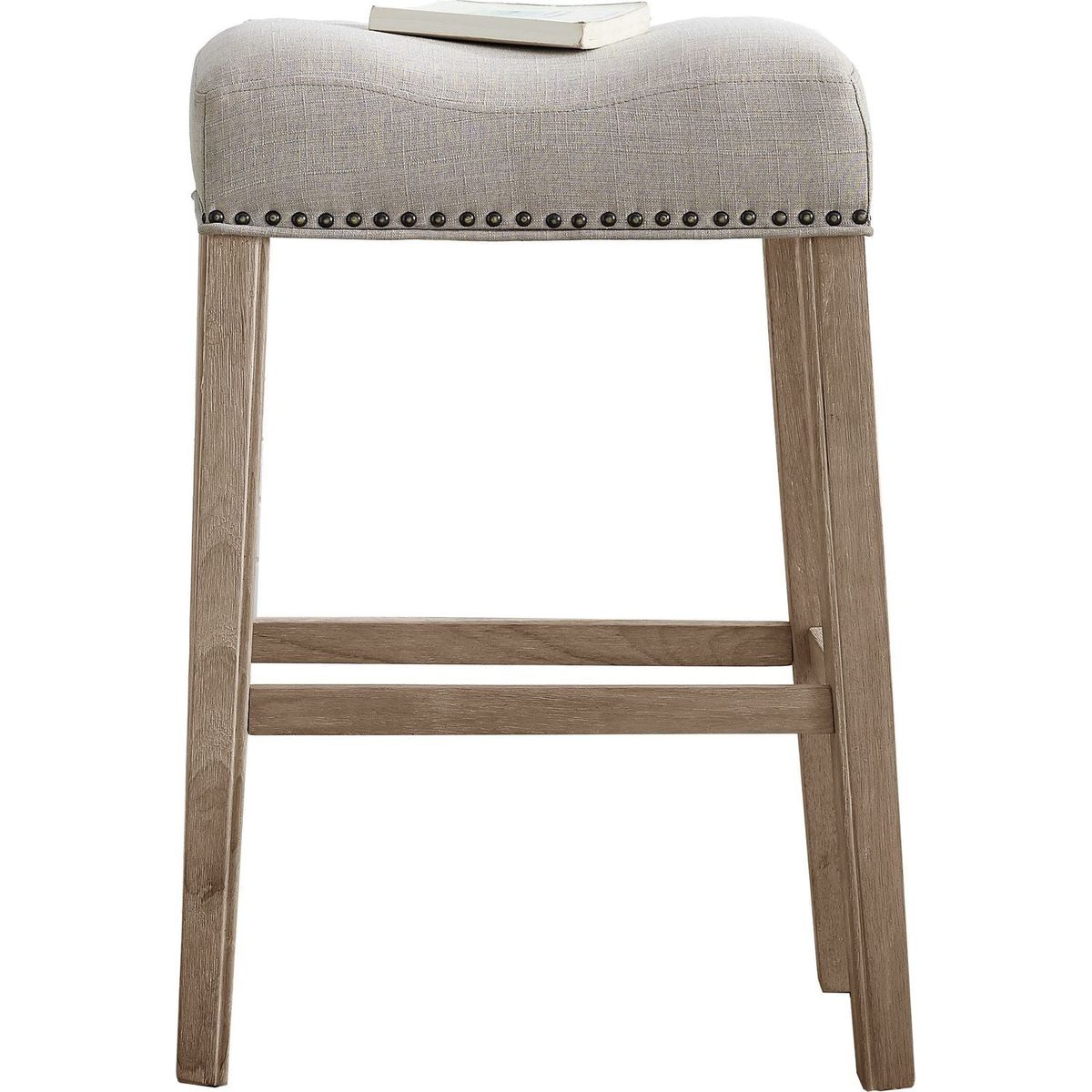 CoCo Upholstered Backless Saddle Seat Bar Stools 29" height Set of 2, Tan
