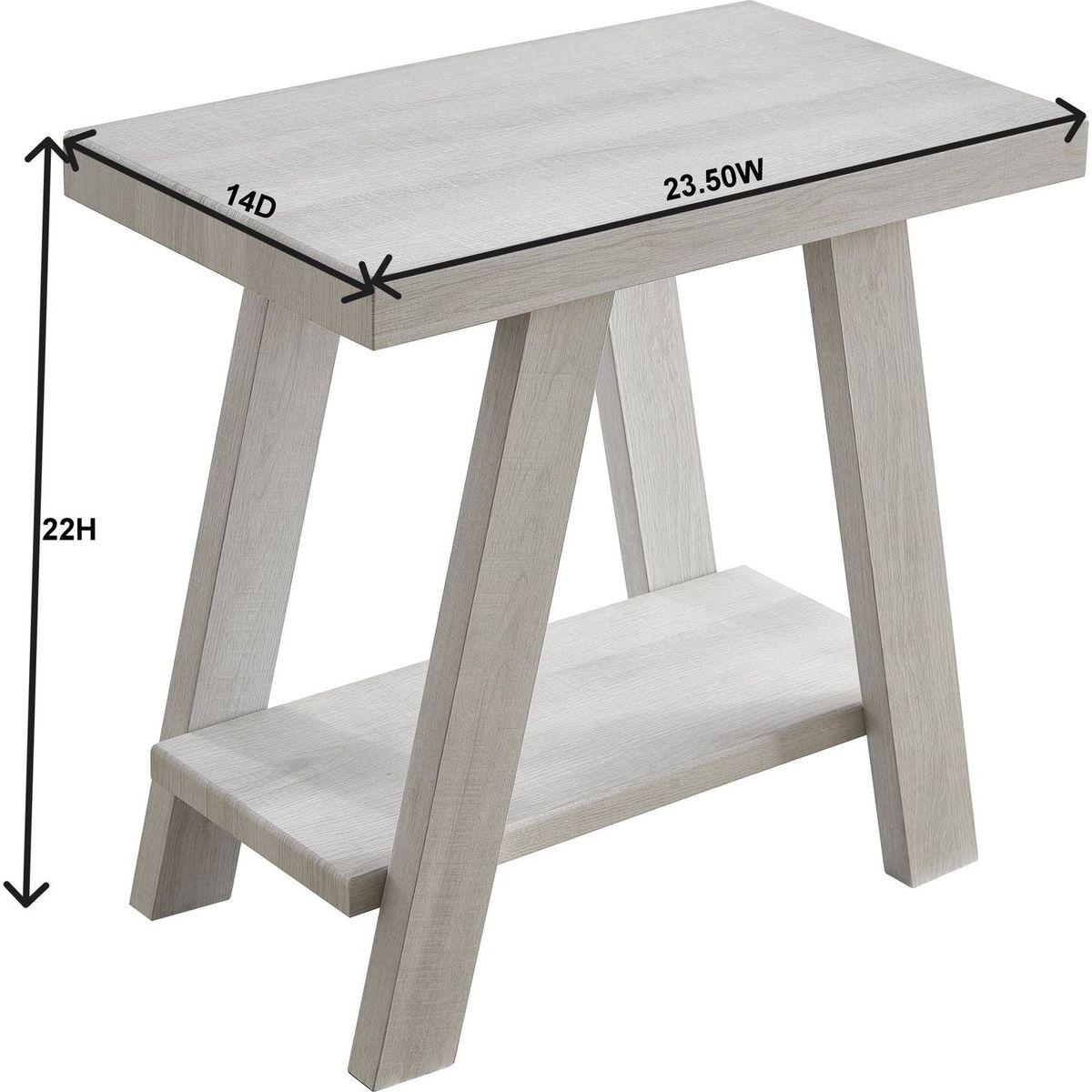 Athens Contemporary Wood Shelf Side Table in White Finish