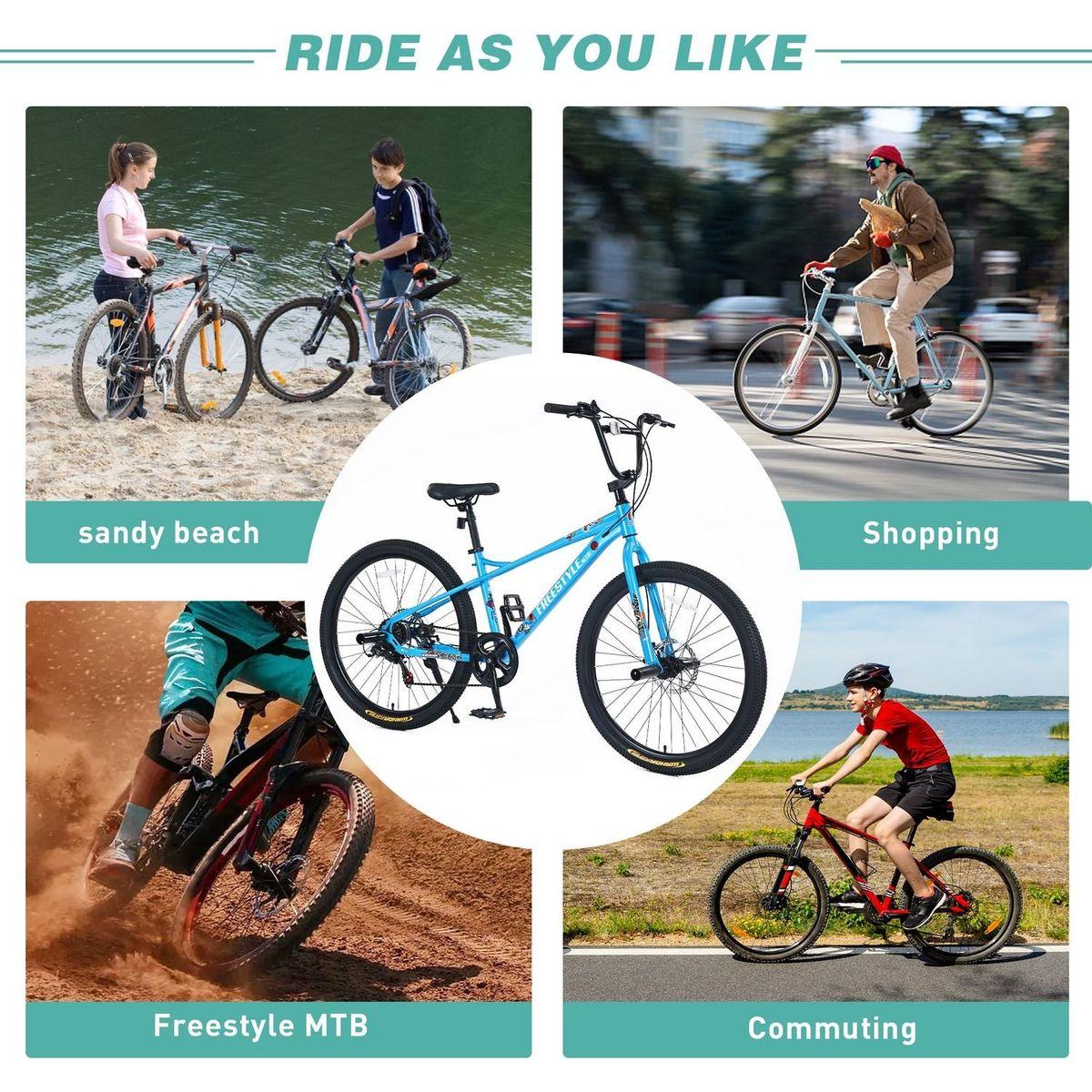 Freestyle Kids Bike Double Disc Brakes 26 Inch Children's Bicycle for Boys Girls Age 12+ Years