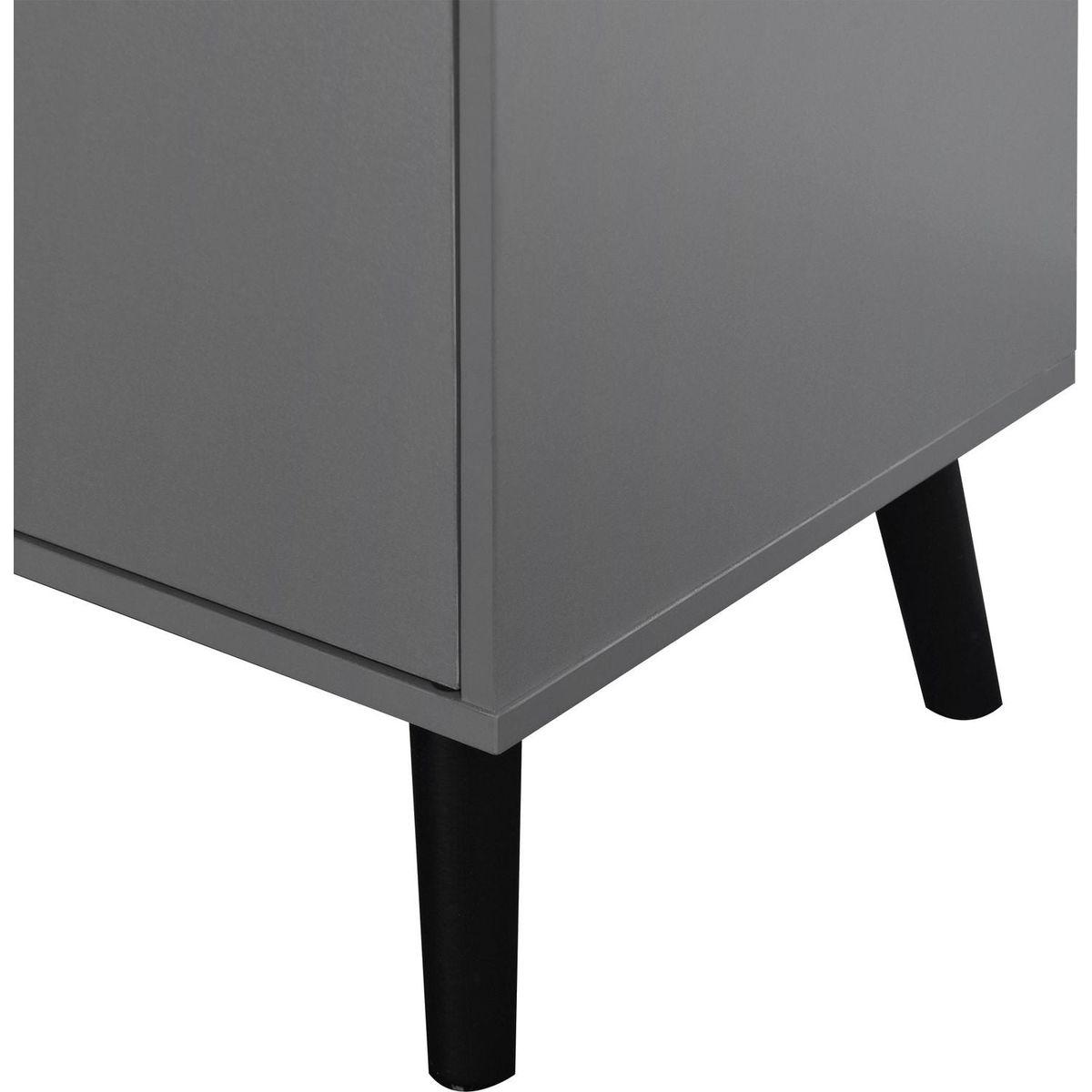 Storage Cabinet with 3 Drawers & Adjustable Shelf, Mid Century Cabinet with Door, Accent Cabinet for Living Room, Home Office, Entryway, Gray