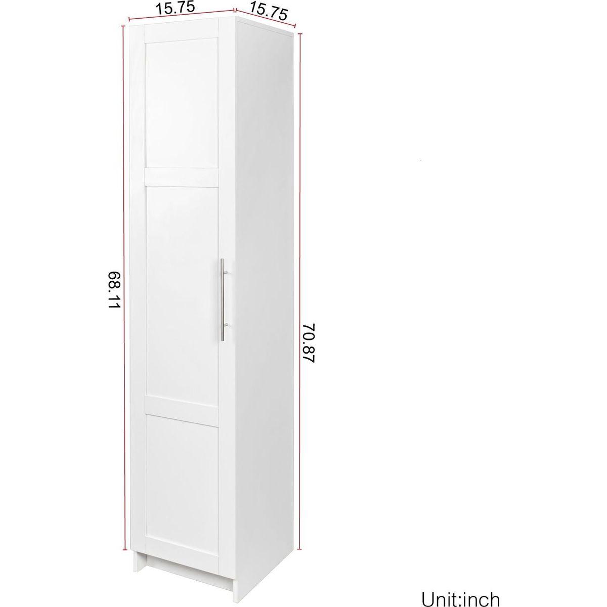 Stackable Wall Mounted Storage Cabinet, 15.75" D x 15.75" W x 70.87" H, White