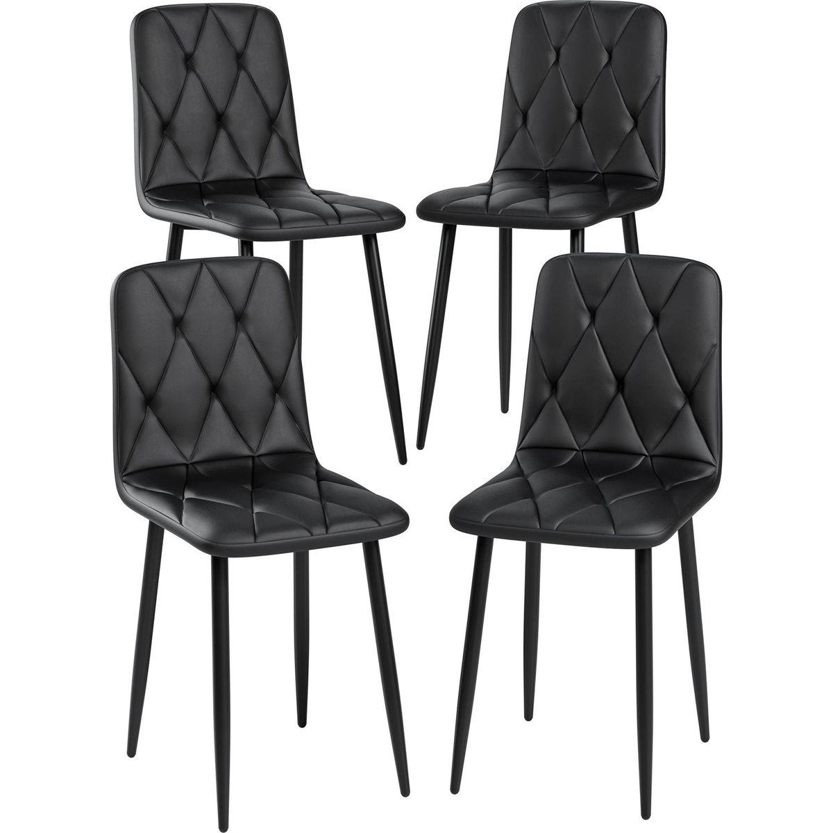 Dining Chairs Set of 4, Modern Kitchen Dining Room Chairs, PU Dining Chair Upholstered Cushion Seat and Sturdy Metal Legs