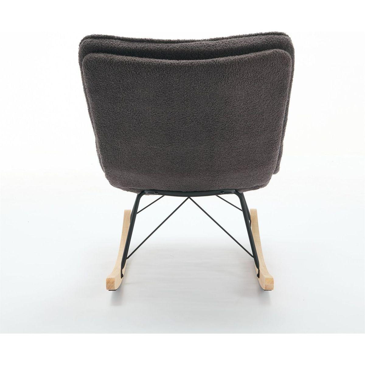 Lazy Rocking Chair,Comfortable Lounge Chair with Wide Backrest and Seat Wood Base, Upholstered Armless Rocker Chair for Living room, Balcony,Bedroom and Patio Porch. (GREY)