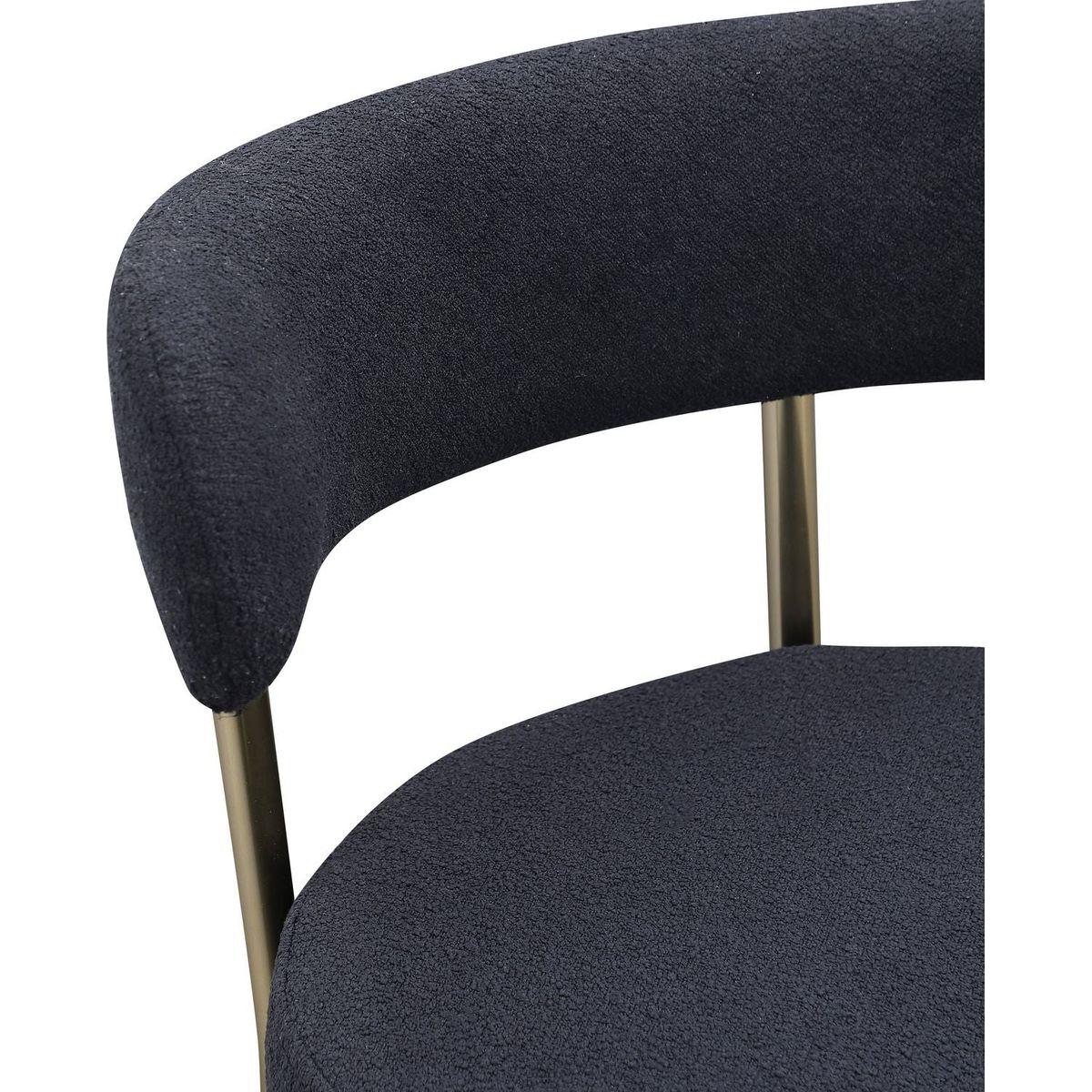 Woker Furniture Modern Sherpa Counter Height Stools Set of 2, Uphsoltered 26" Seat Height Barstools with Brushed Brass Metal Legs Round Low Back Kitchen Stools with Footrest for Dining Room, Black