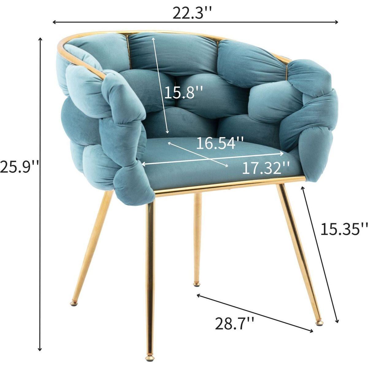 Luxury modern simple leisure velvet single sofa chair bedroom lazy person household dresser stool manicure table back chair blue