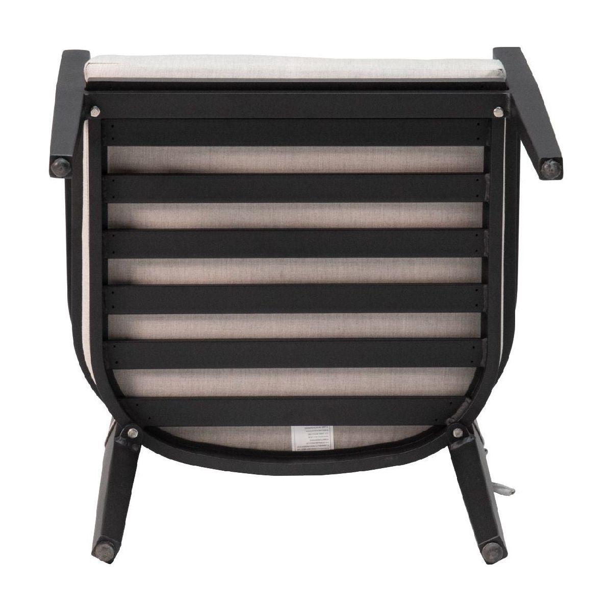 Outdoor Patio K/D Aluminum Stationary Dining Chairs 4PCS with Outdoor-grade Sunbrella Fabric Cushions, Tapered Feet, Ember Black