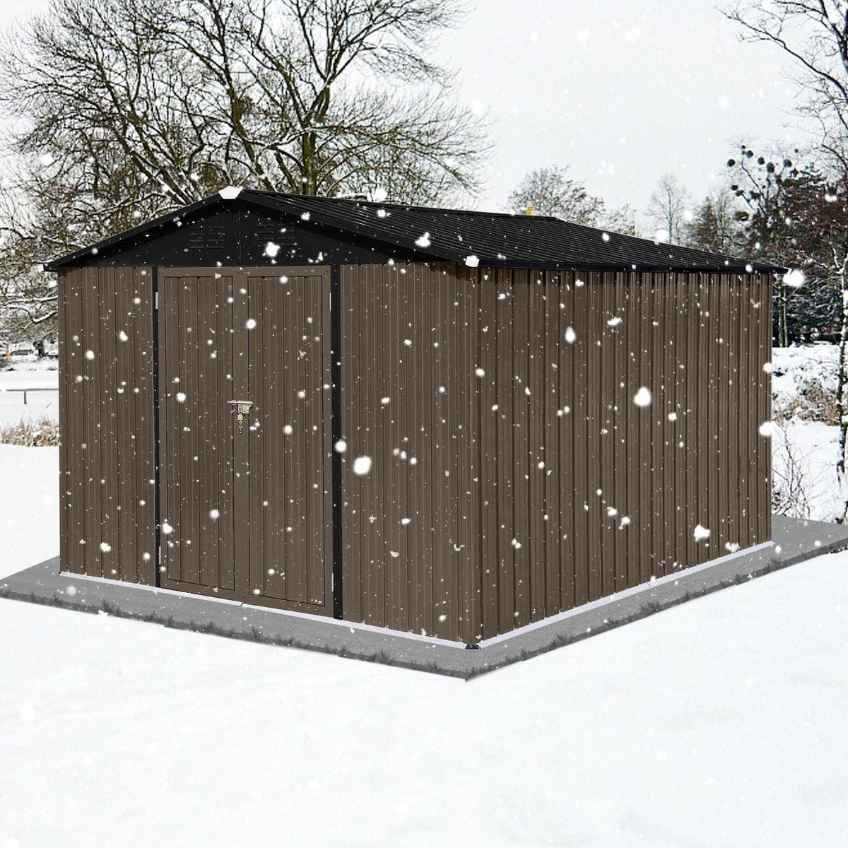 Metal garden sheds 10ftx8ft outdoor storage sheds Brown + Black