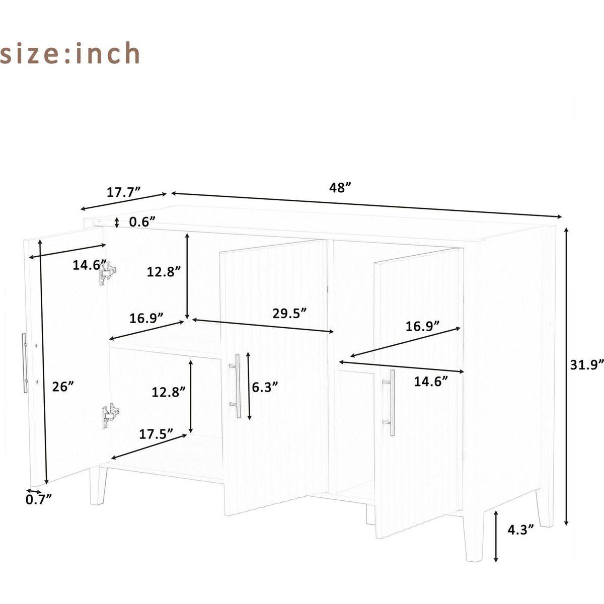 Featured Three-door Storage Cabinet with Metal Handles, Suitable for Corridors, Entrances, Living rooms, and Bedrooms
