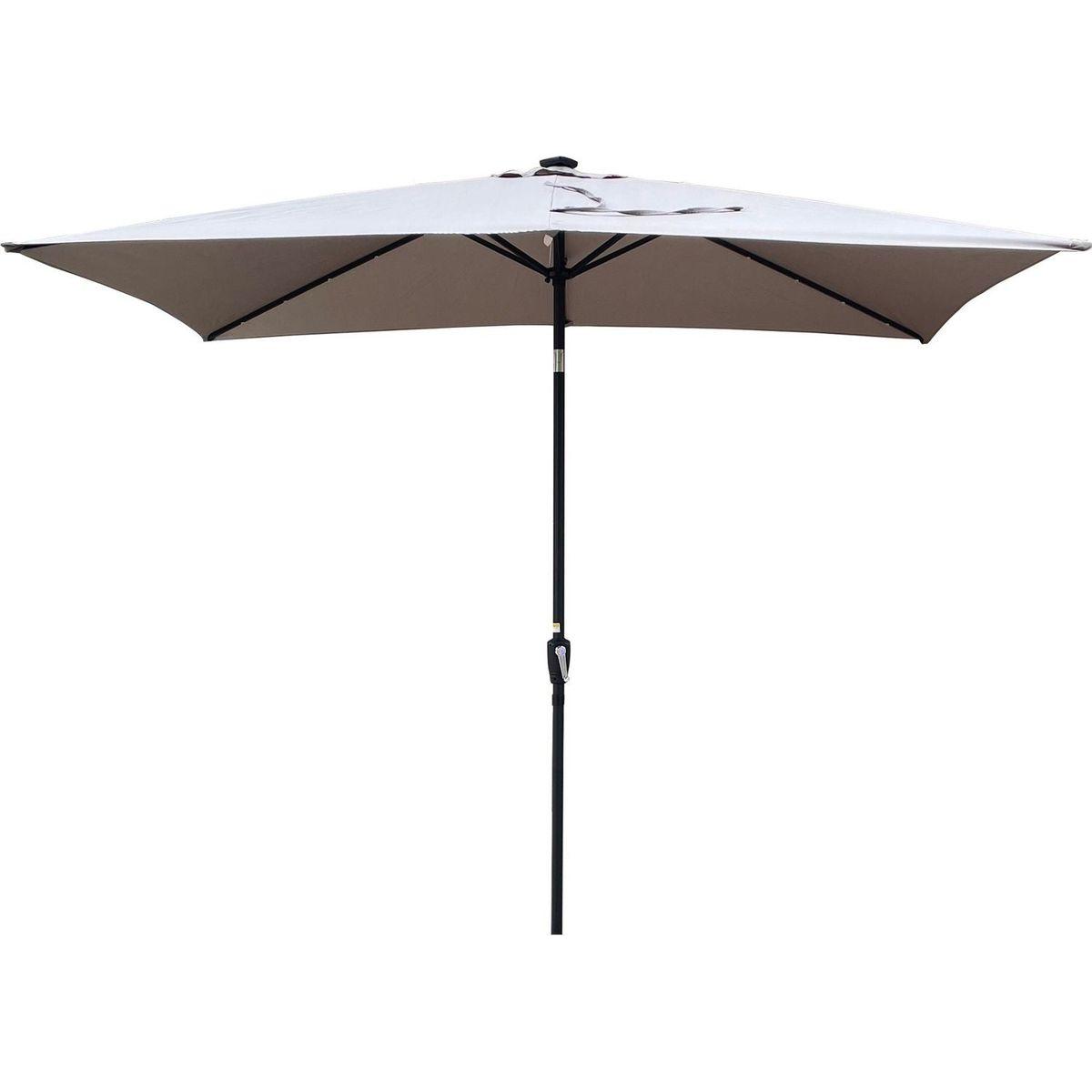 10 x 6.5t Rectangular Patio Solar LED Lighted Outdoor Umbrellas with Crank and Push Button Tilt for Garden Backyard Pool Swimming Pool