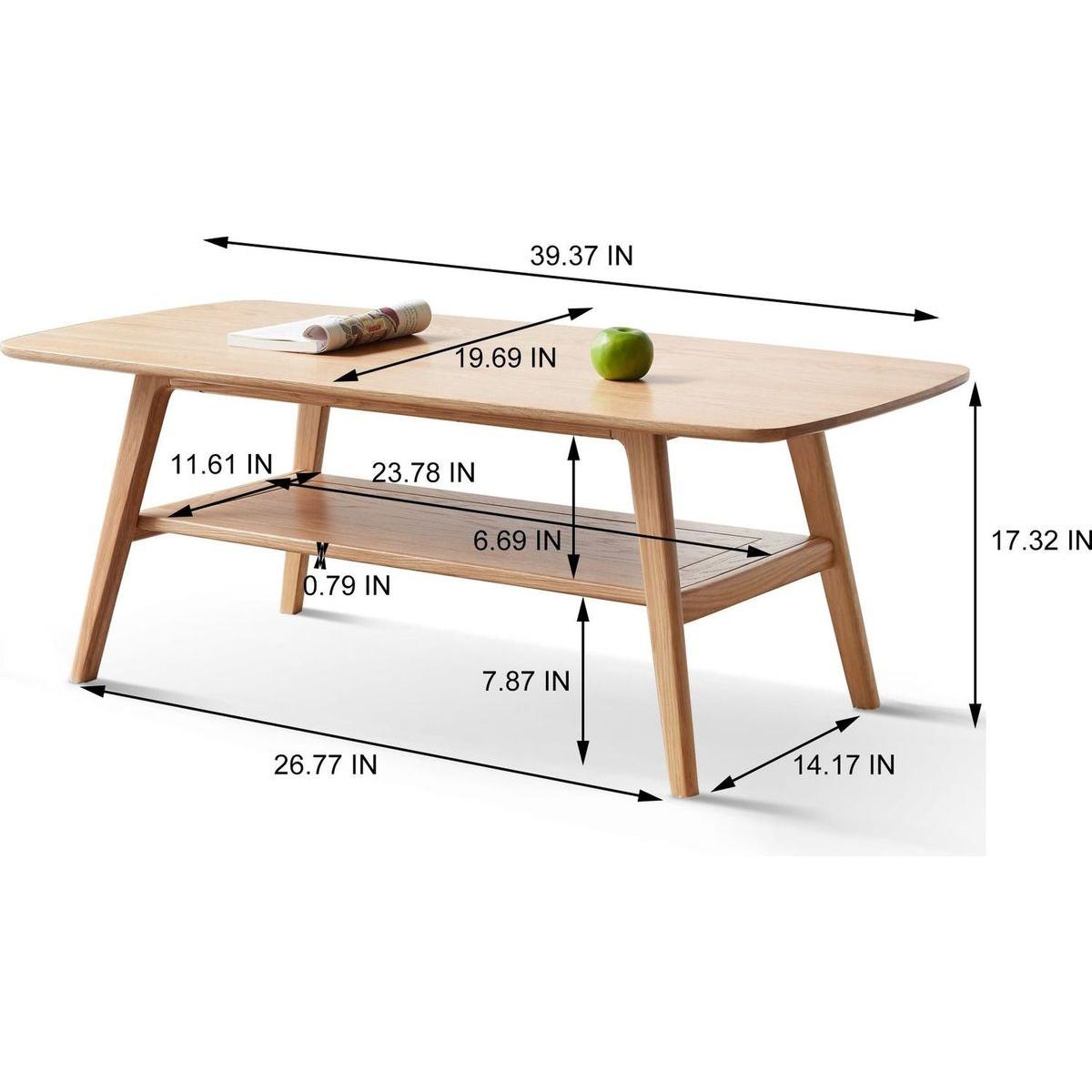 Center table Low Table 100% solid wood Top plate Desk Coffee table Width 100 x Depth 50 x Height 44 cm Study desk Work from home Easy to assemble Natural wood with storage shelf Natural writing desk