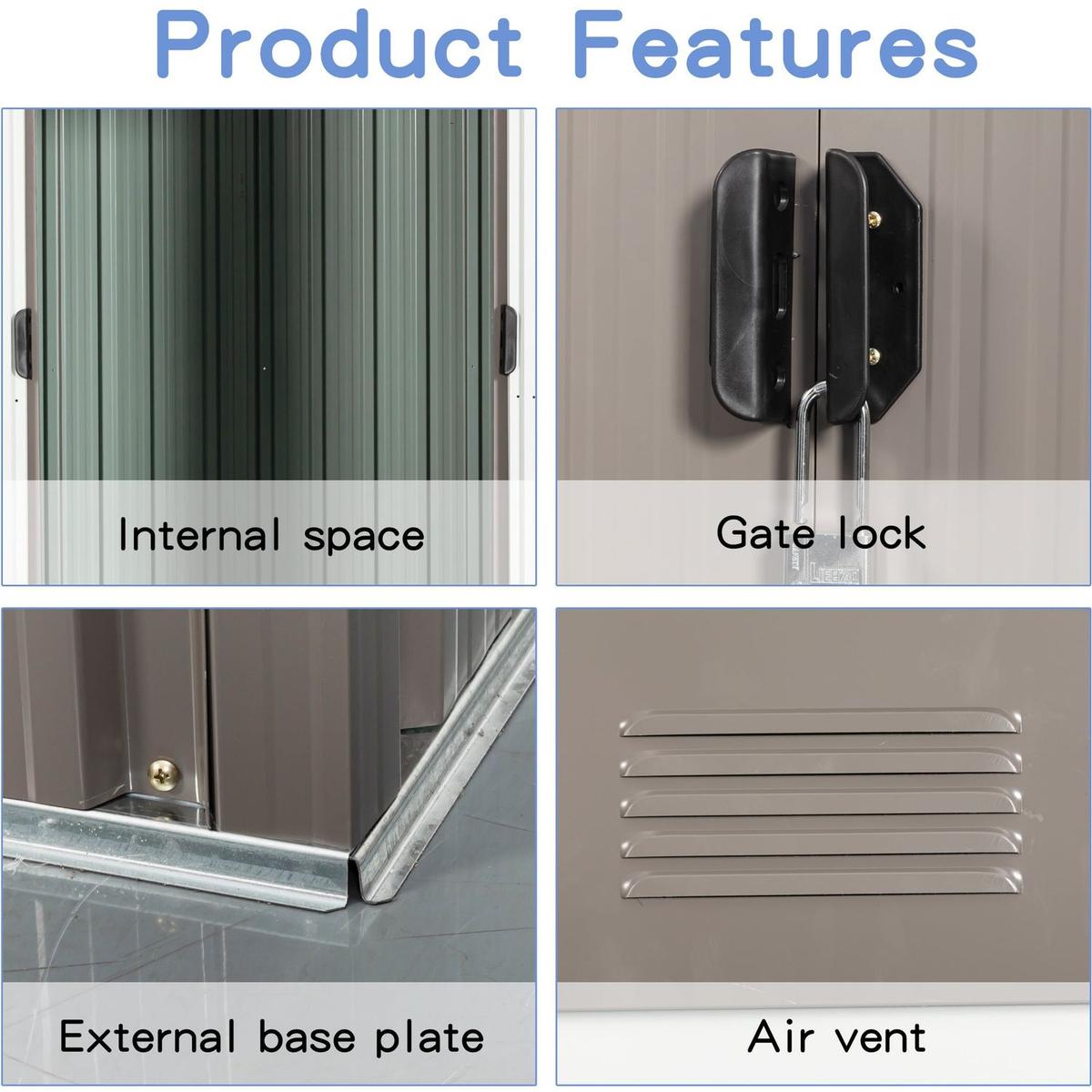 8ft x 4ft Outdoor Metal Storage Shed With window